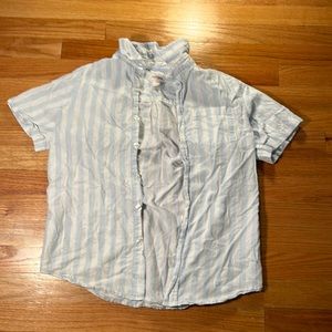 Blue and white striped cat and jack button up shirt